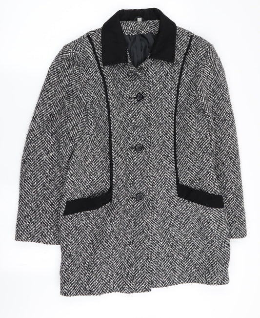 Preworn Womens Multicoloured Geometric  Overcoat Coat Size 10
