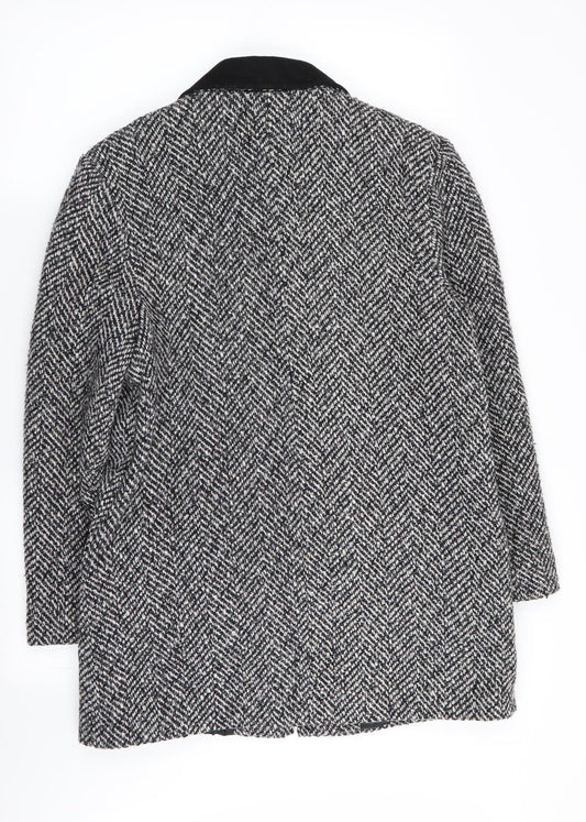 Preworn Womens Multicoloured Geometric  Overcoat Coat Size 10