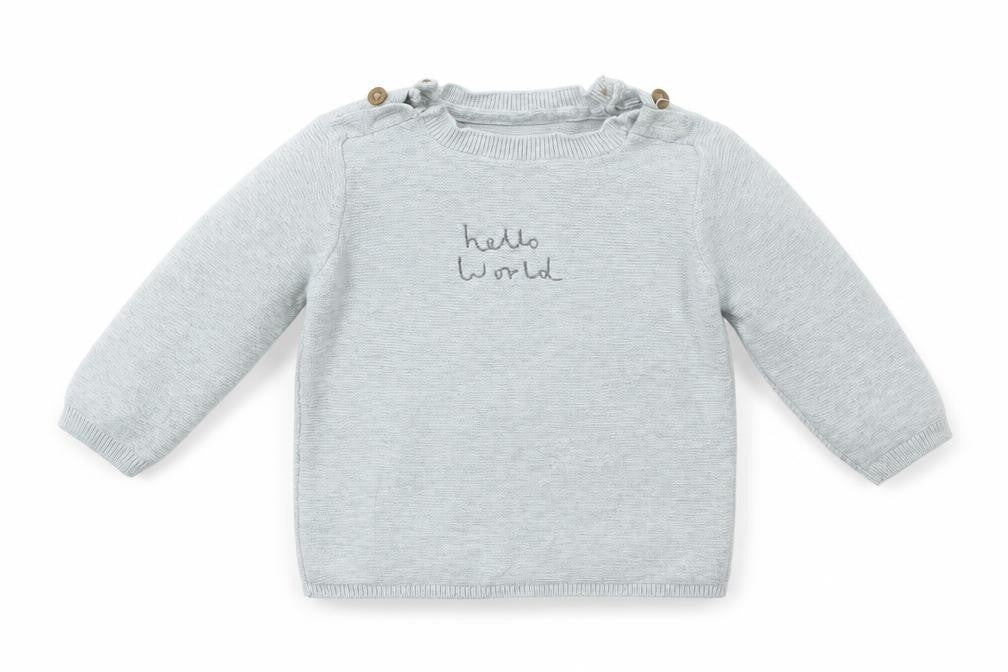 Front view of Marks & Spencer girls’ grey jumper, size 6-9, months