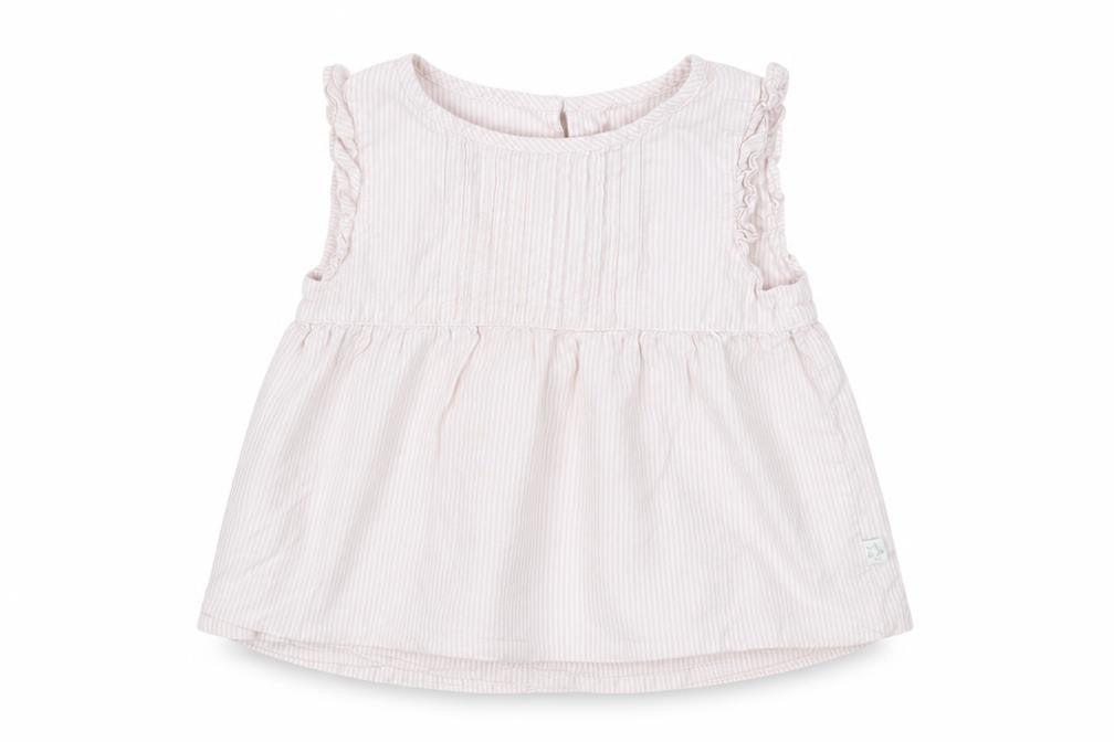 Front view of JHON LEWIS girls’ pink fit & flare, size 3-6, months