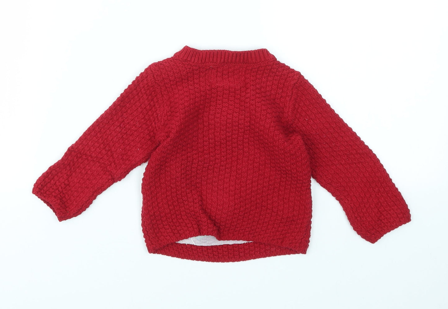 F&F Boys Red Argyle/Diamond  Pullover Jumper Size 3-6 Months