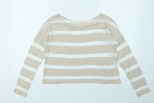 M&S Womens Multicoloured Striped  Basic T-Shirt Size 10