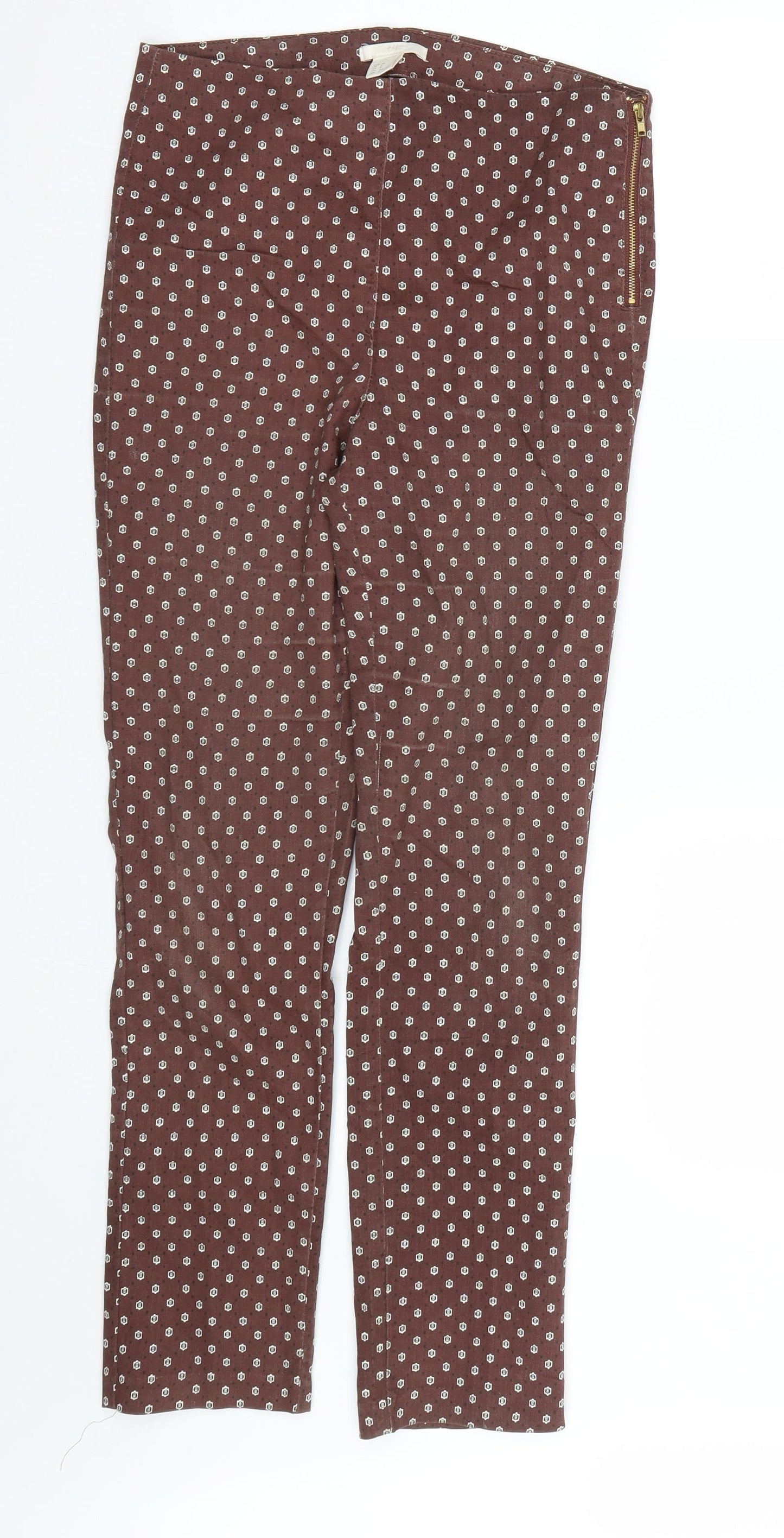 H&M Womens Brown Polka Dot  Trousers  Size 8 L26 in