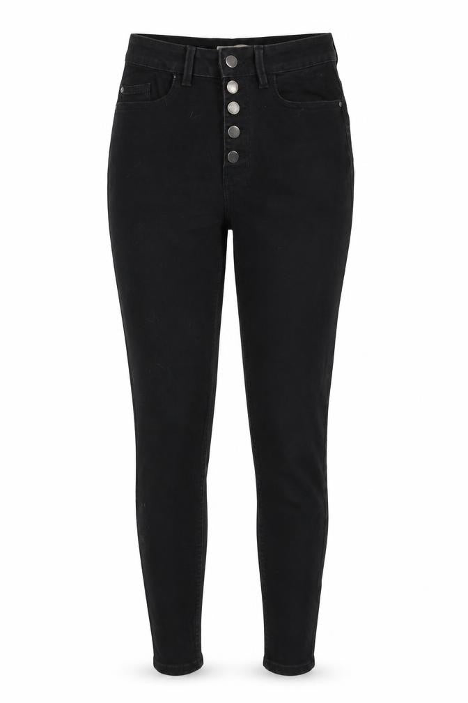 Front view of Denim Co women’s black skinny jeans, size UK 10, 28-inch leg