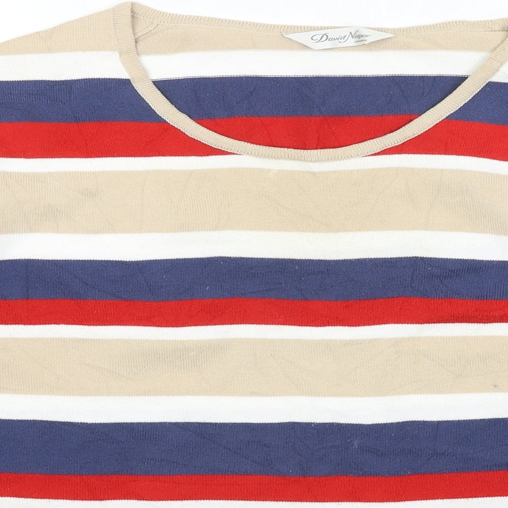 David Neiper Womens Beige Striped  Pullover Jumper Size 18