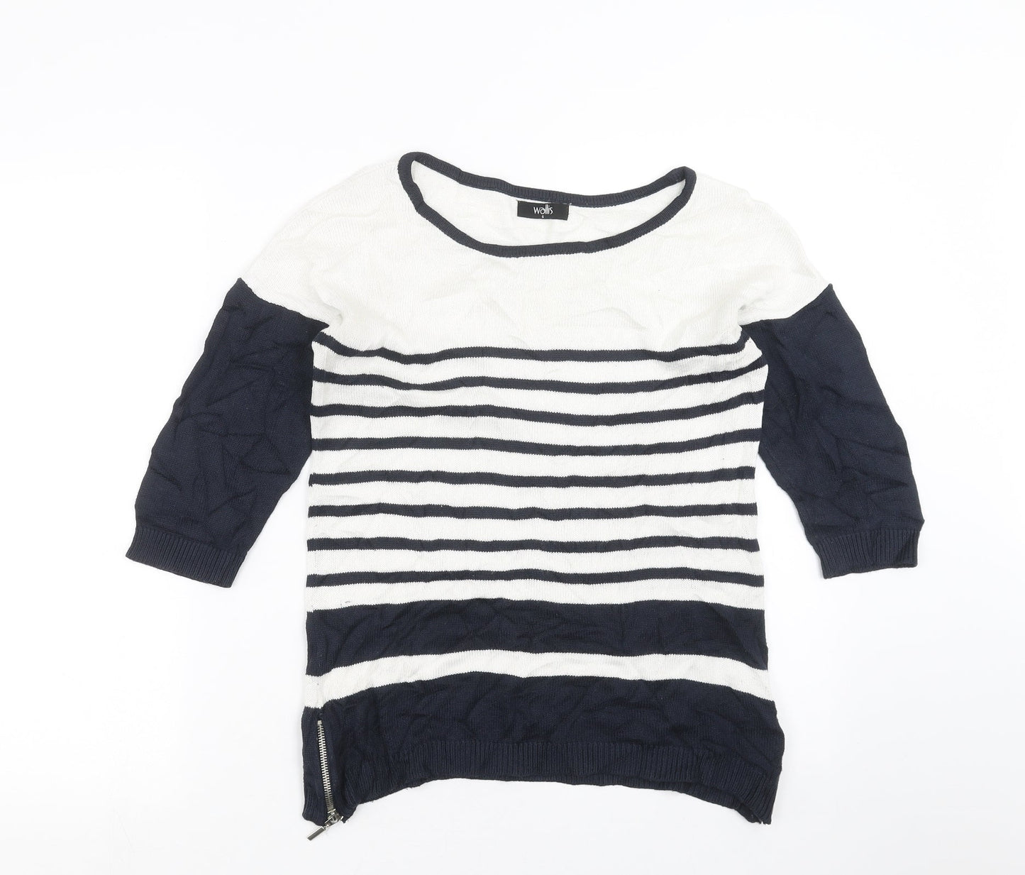 Wallis Womens Blue Striped Knit Pullover Jumper Size S