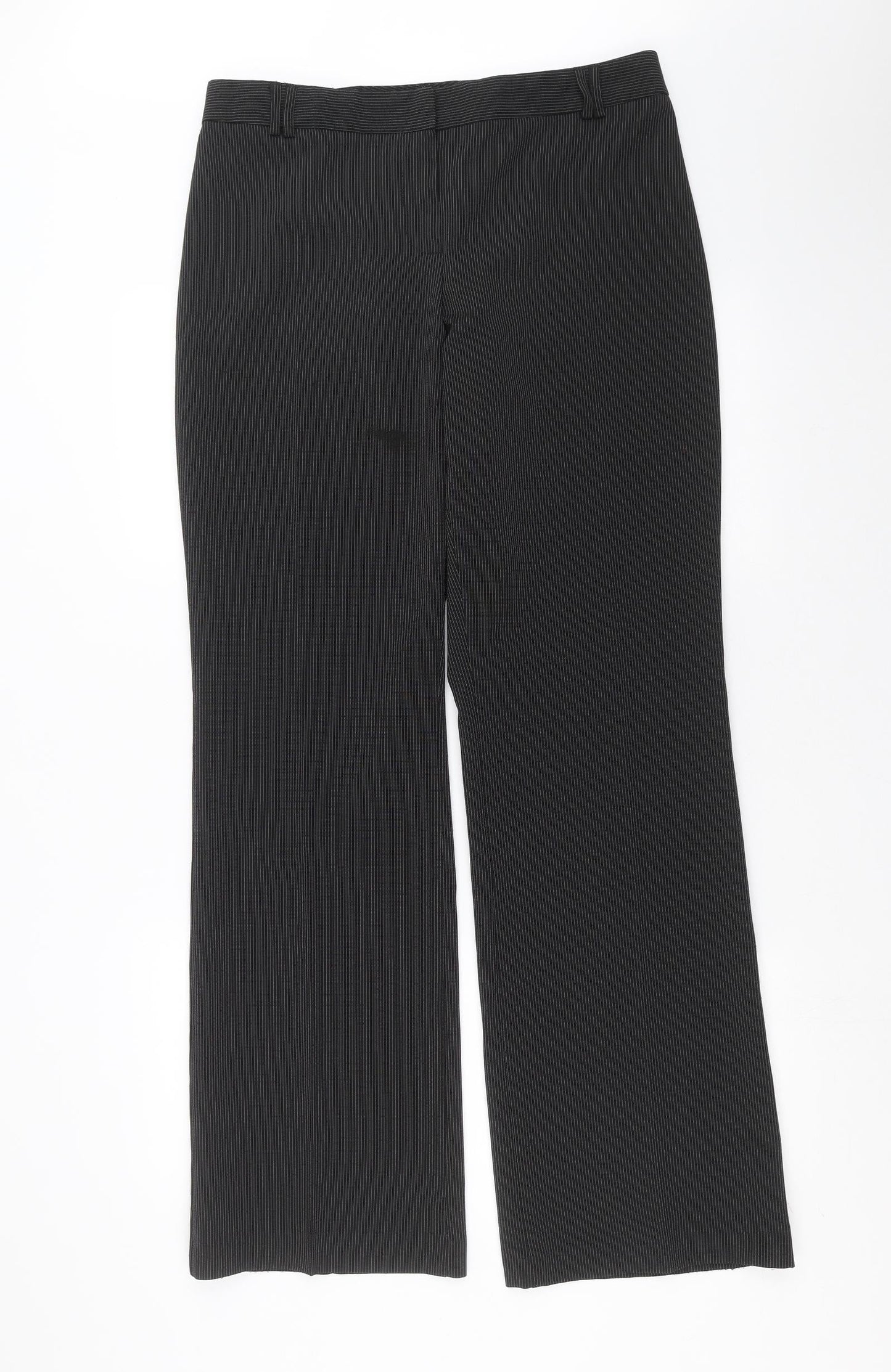 Marks and Spencer Womens Black Striped  Trousers  Size 14 L32 in