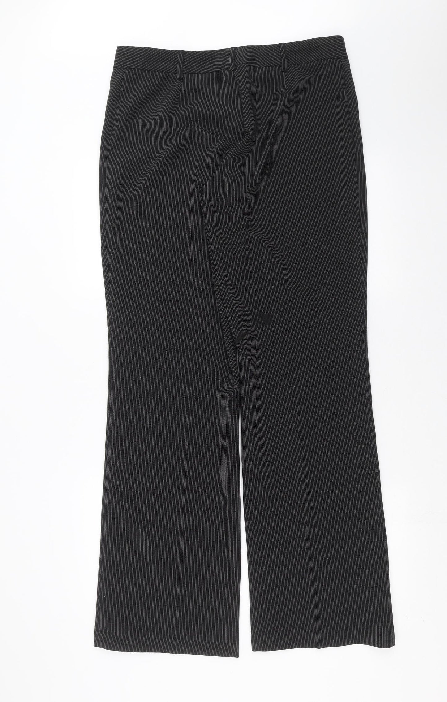 Marks and Spencer Womens Black Striped  Trousers  Size 14 L32 in