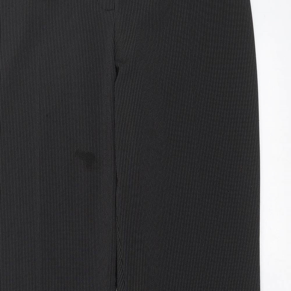 Marks and Spencer Womens Black Striped  Trousers  Size 14 L32 in