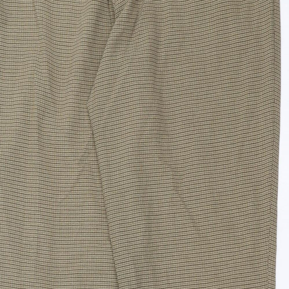 Marks and Spencer Womens Beige Check  Trousers  Size 16 L29 in