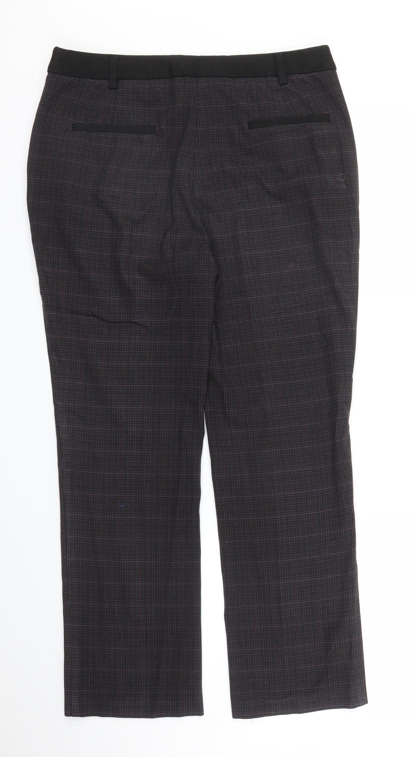 M&S Womens Purple Check  Trousers  Size 12 L26 in