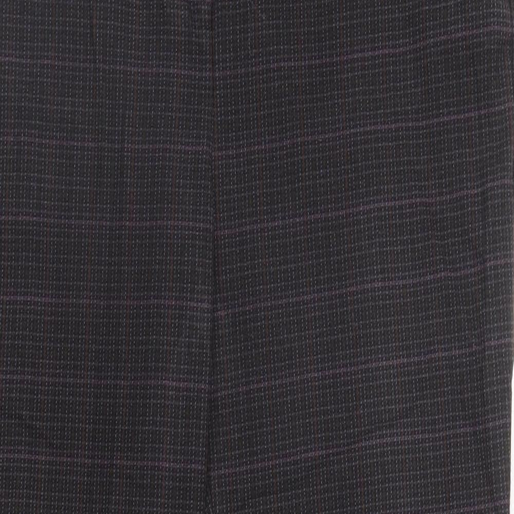 M&S Womens Purple Check  Trousers  Size 12 L26 in
