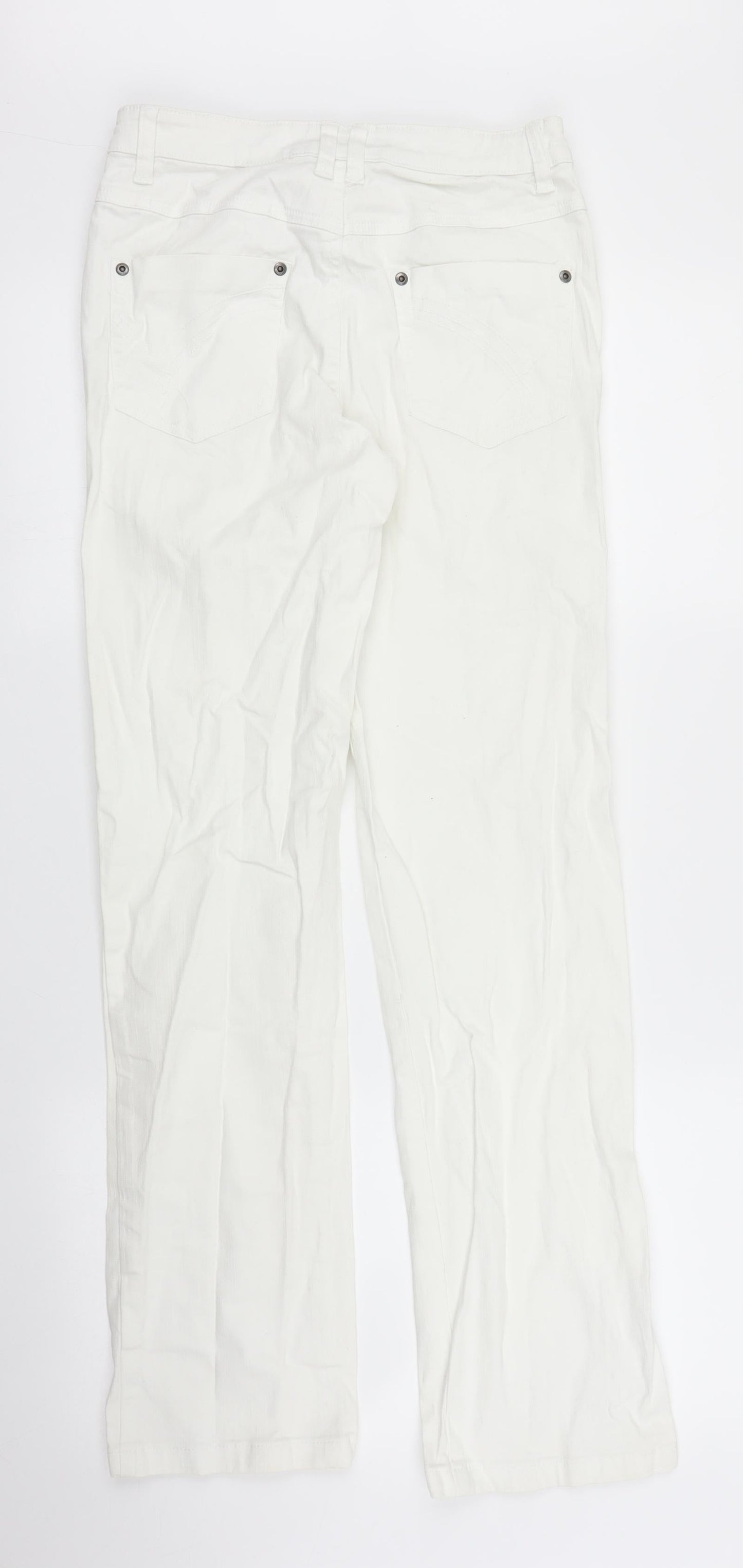 Preworn Womens White  Denim Straight Jeans Size 8 L31 in