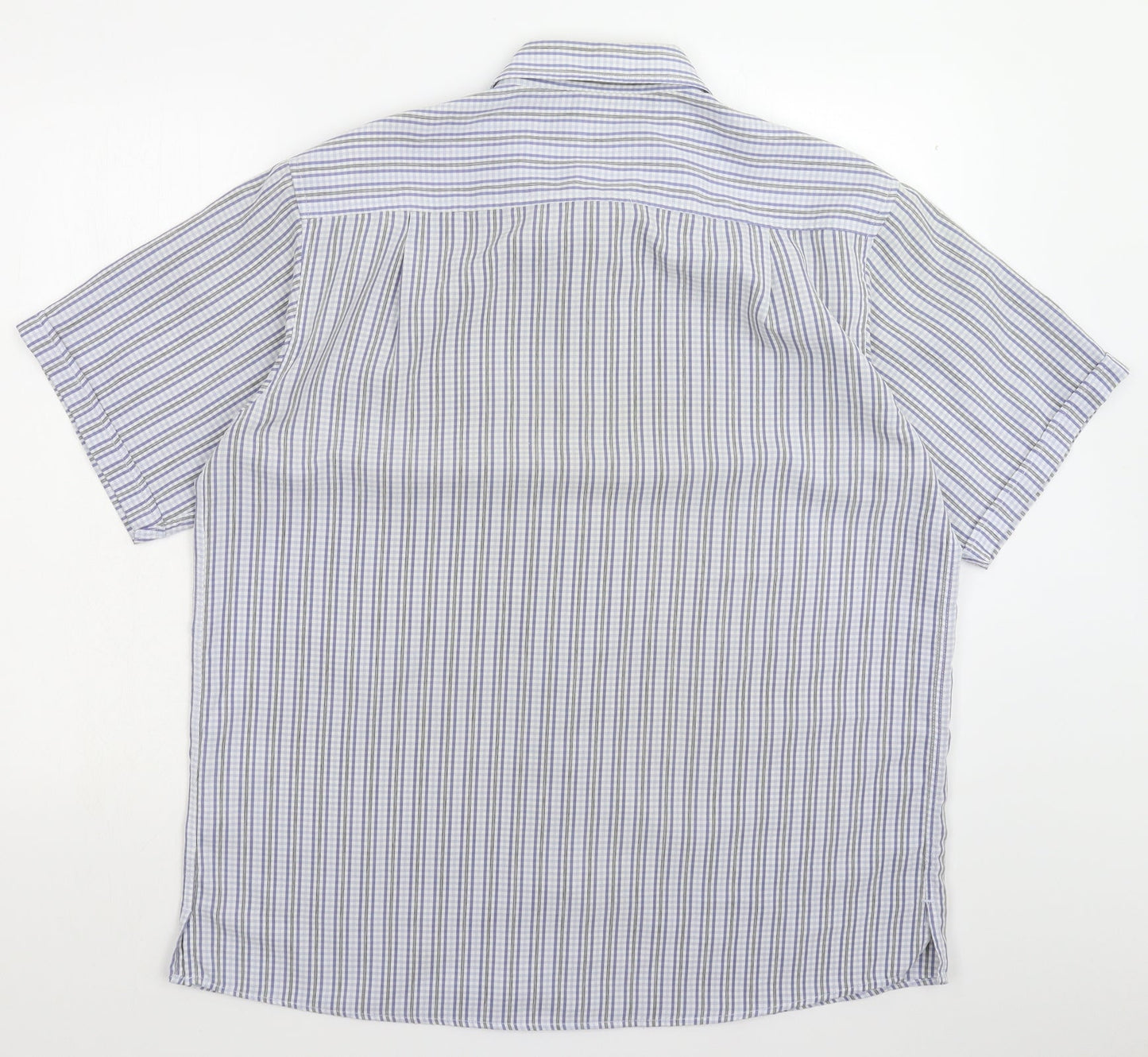 Cotton Traders Mens White Check   Button-Up Size L