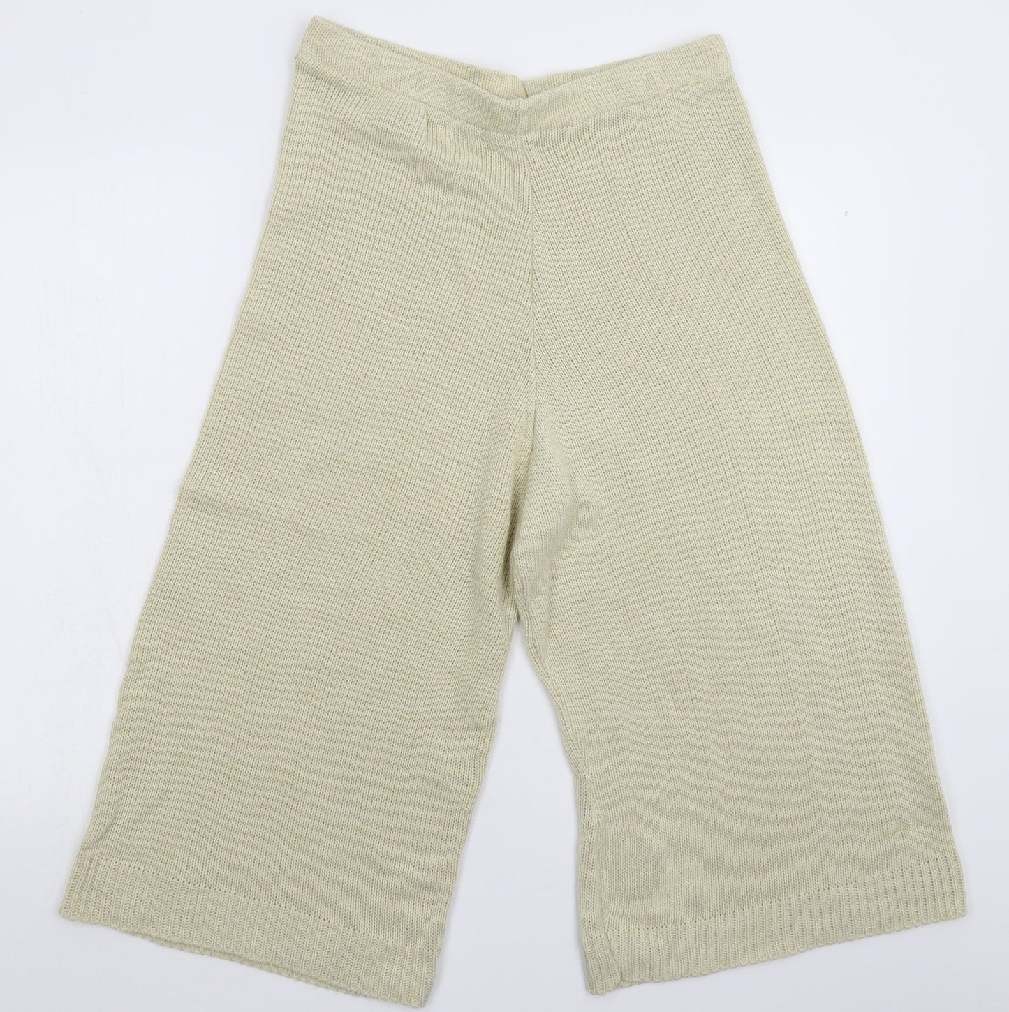 Preworn Womens White  Knit Cropped Trousers Size 14 L20 in