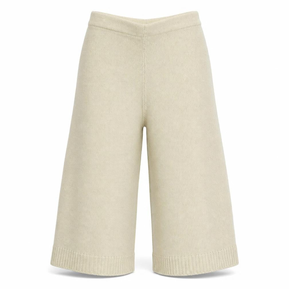 Preworn Womens White  Knit Cropped Trousers Size 14 L20 in