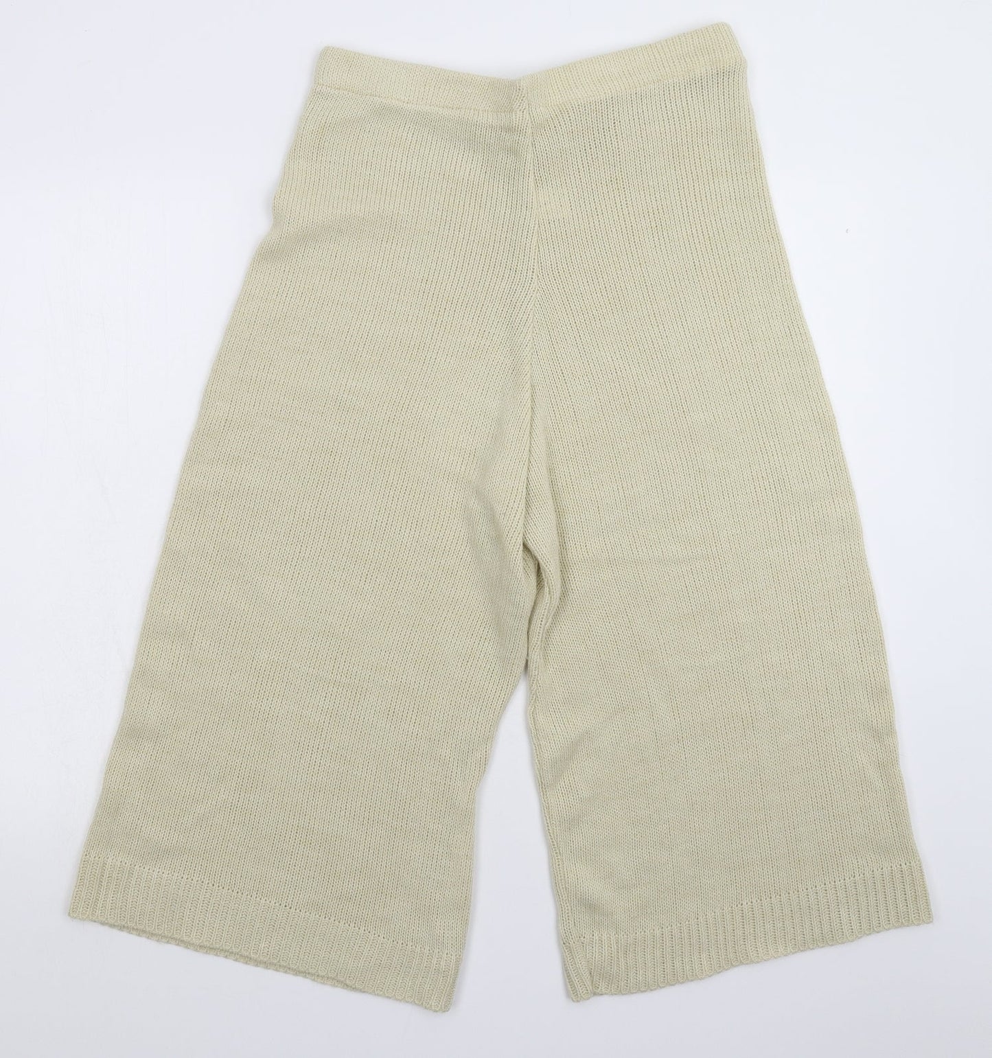 Preworn Womens White  Knit Cropped Trousers Size 14 L20 in