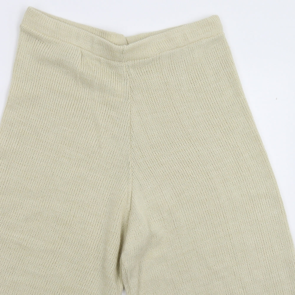 Preworn Womens White  Knit Cropped Trousers Size 14 L20 in