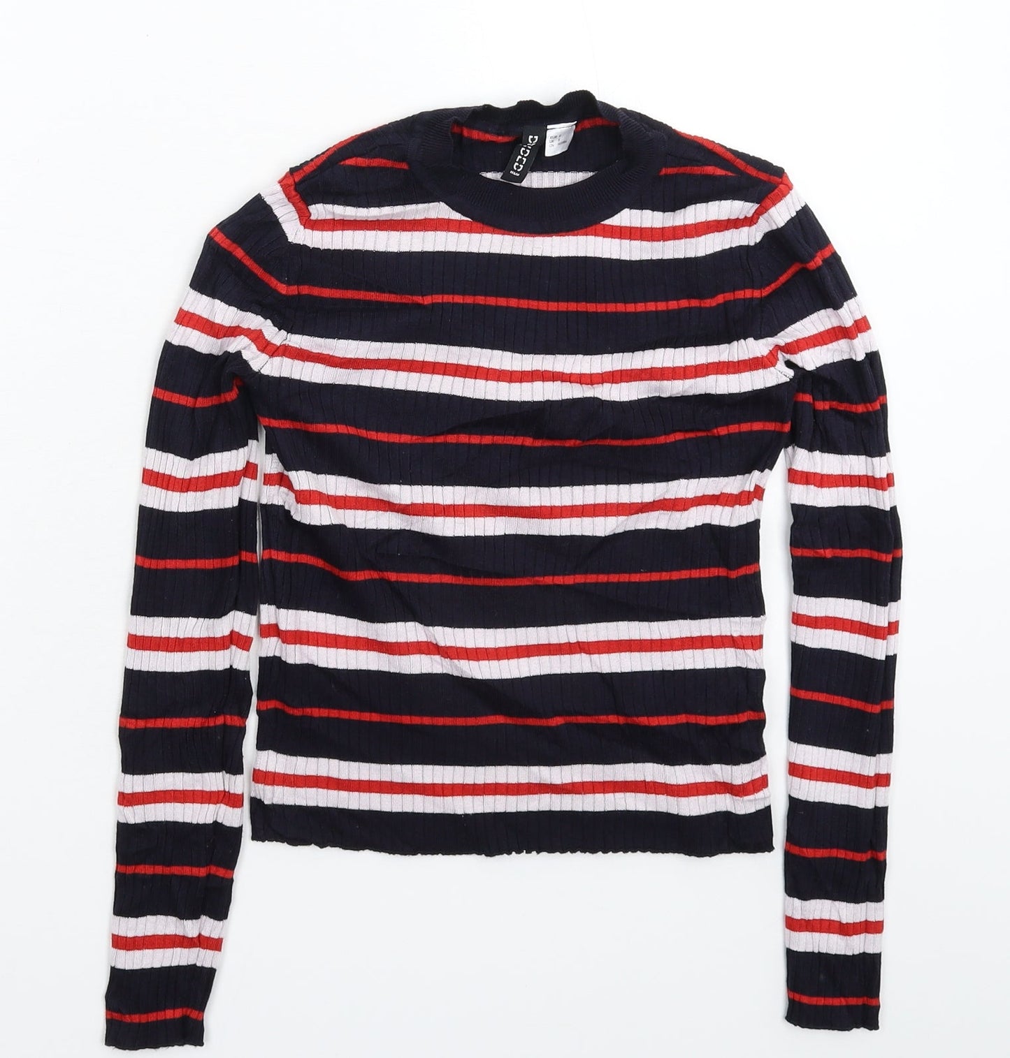 Divided Womens Blue Striped Knit Pullover Jumper Size S