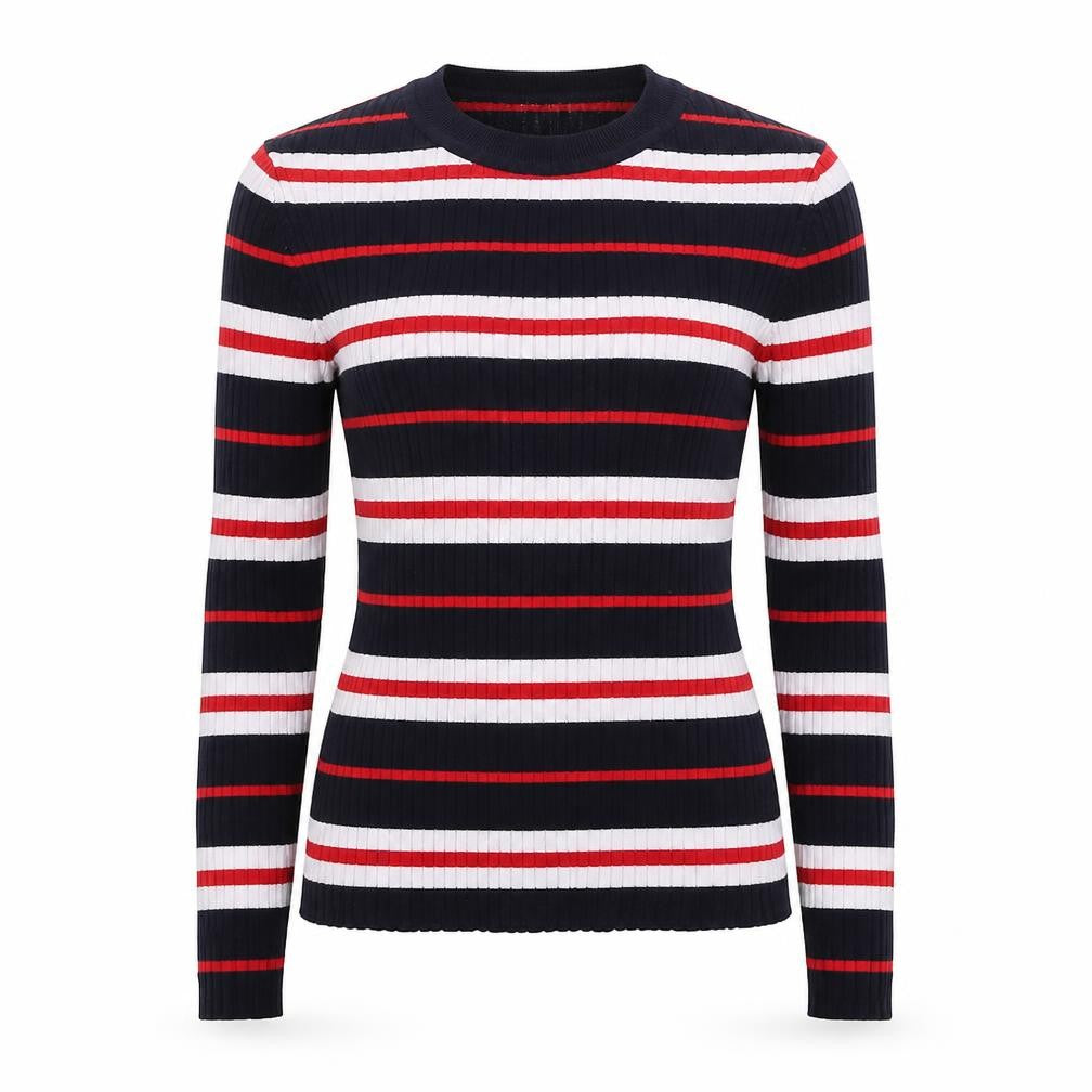 Divided Womens Blue Striped Knit Pullover Jumper Size S