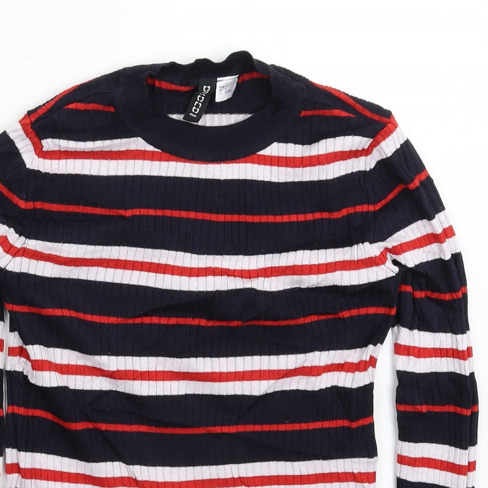 Divided Womens Blue Striped Knit Pullover Jumper Size S