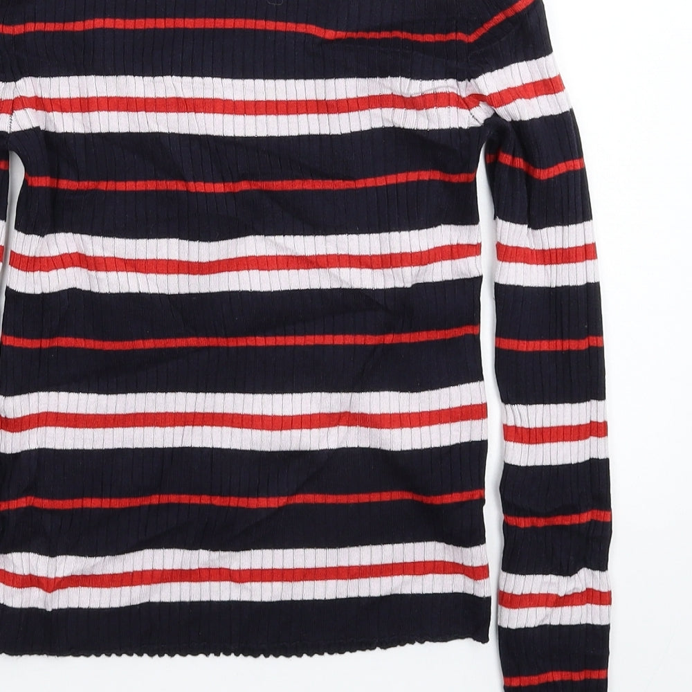 Divided Womens Blue Striped Knit Pullover Jumper Size S