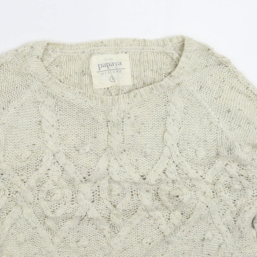 Papaya Womens White  Knit Pullover Jumper Size 8