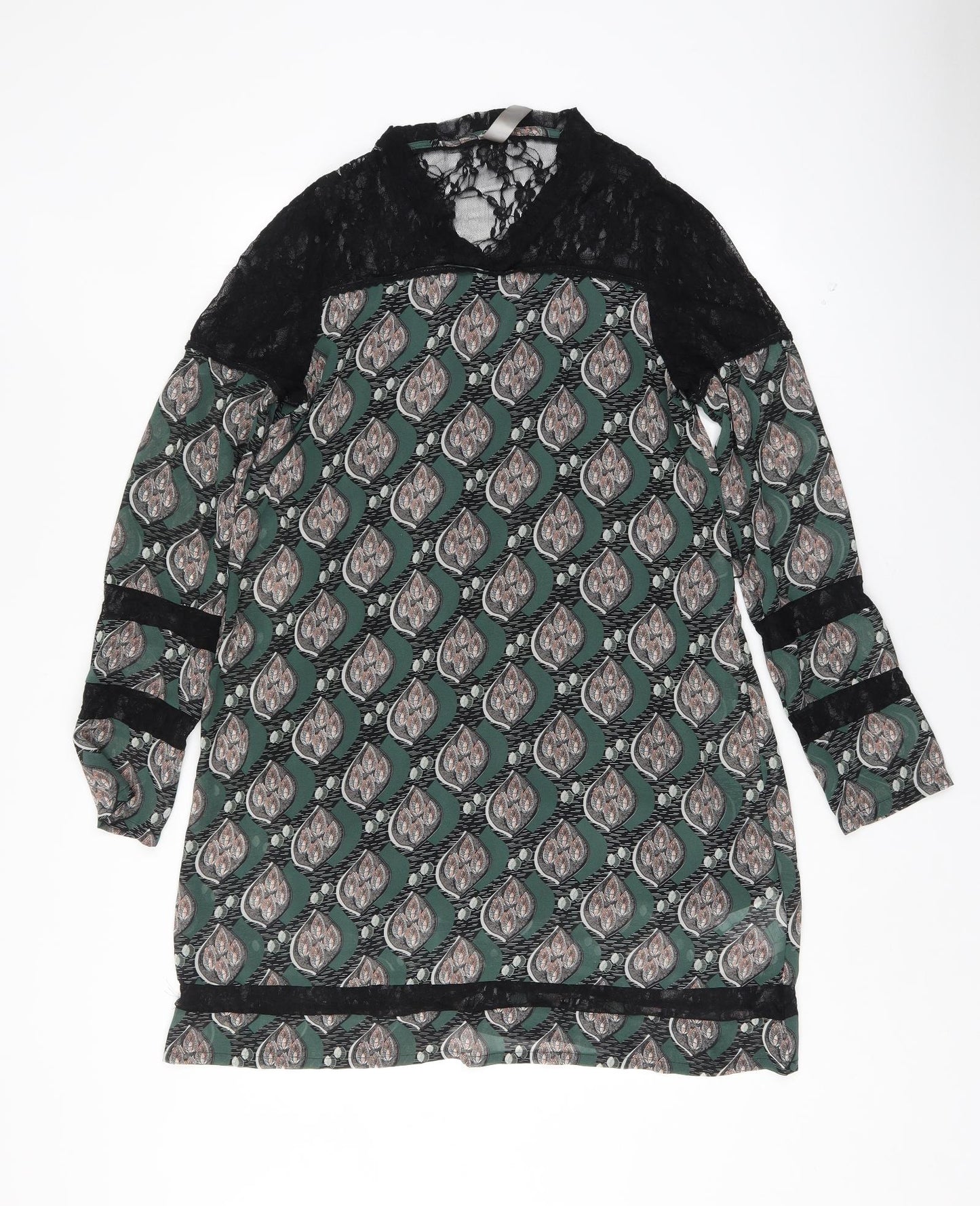 mismash Womens Green Argyle/Diamond  Shift  Size M