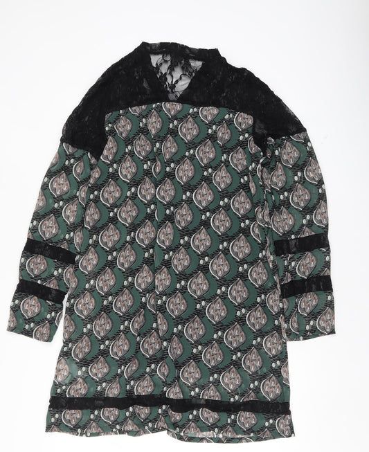 mismash Womens Green Argyle/Diamond  Shift  Size M