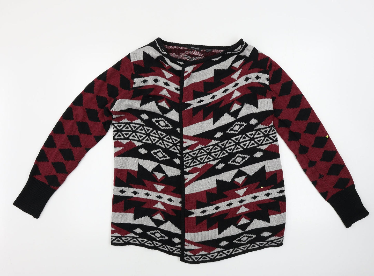 ESMARA Womens Red Geometric  Cardigan Jumper Size 10