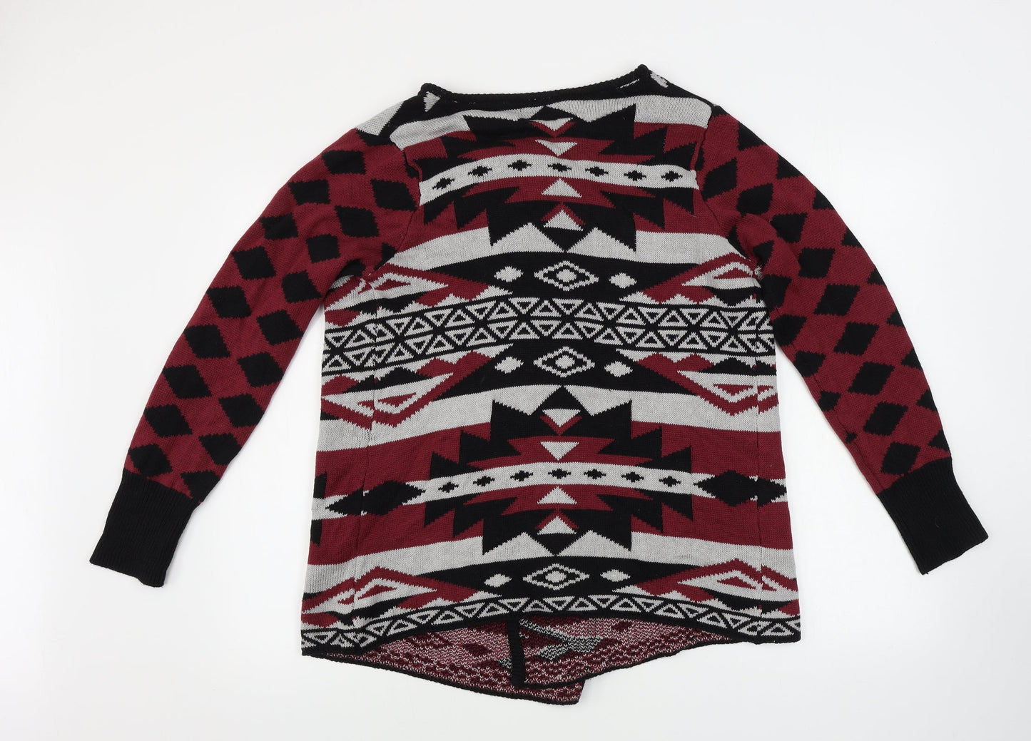 ESMARA Womens Red Geometric  Cardigan Jumper Size 10
