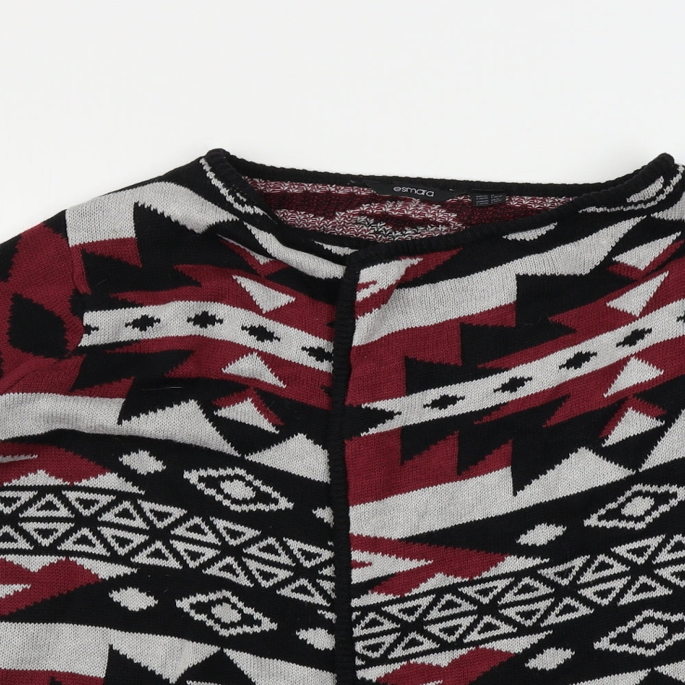ESMARA Womens Red Geometric  Cardigan Jumper Size 10