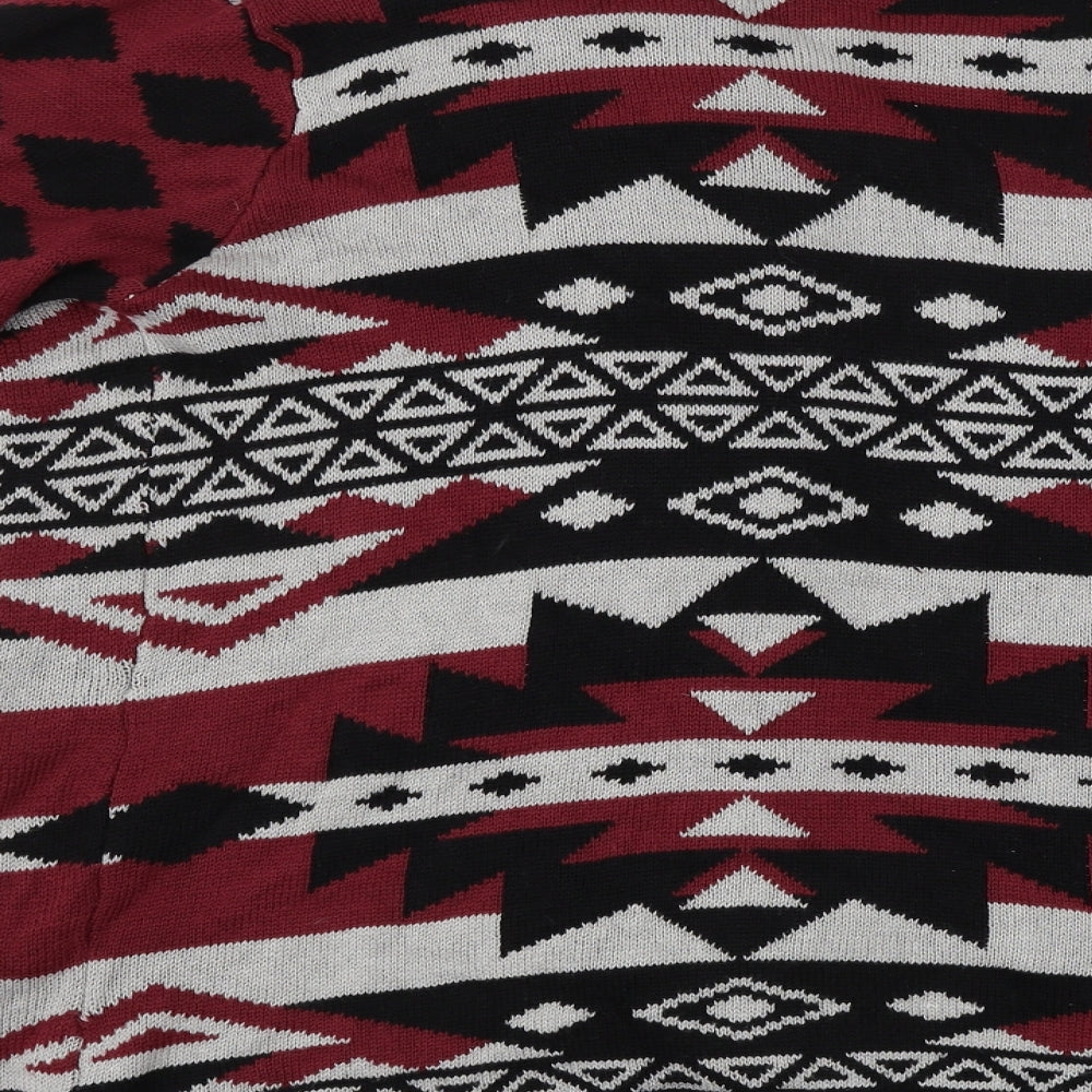 ESMARA Womens Red Geometric  Cardigan Jumper Size 10