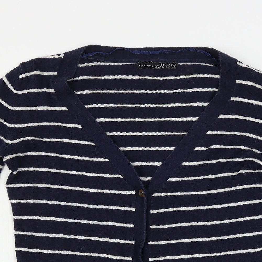 Atmosphere  Womens Blue Striped  Cardigan Jumper Size 8