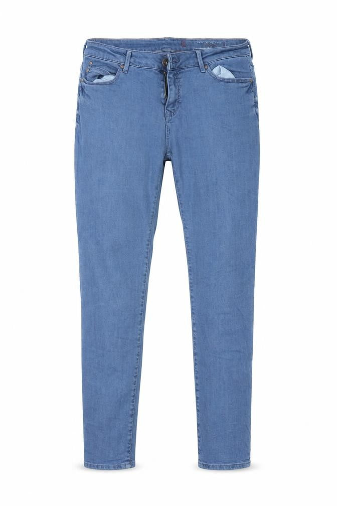 Front view of EDC women’s blue denim skinny jeans, size UK 29, in, 30-inch leg