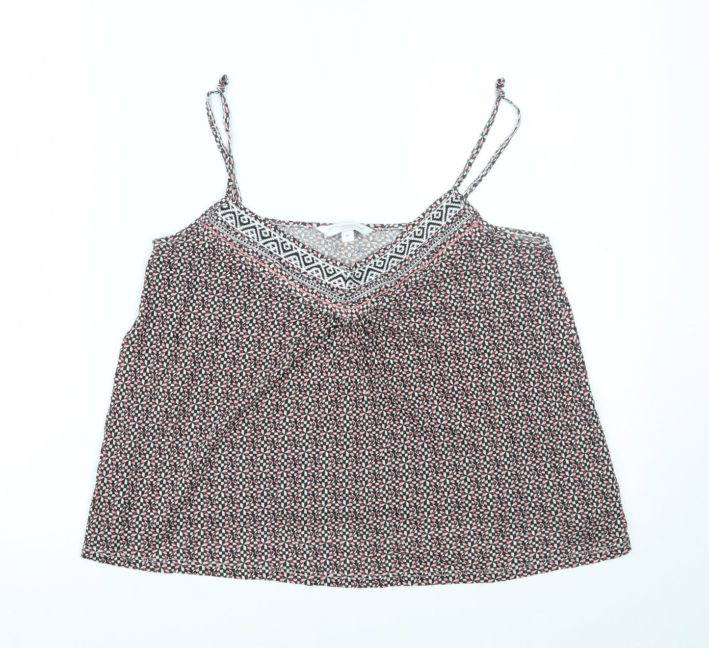 New Look Womens Pink Geometric  Cropped Tank Size 12