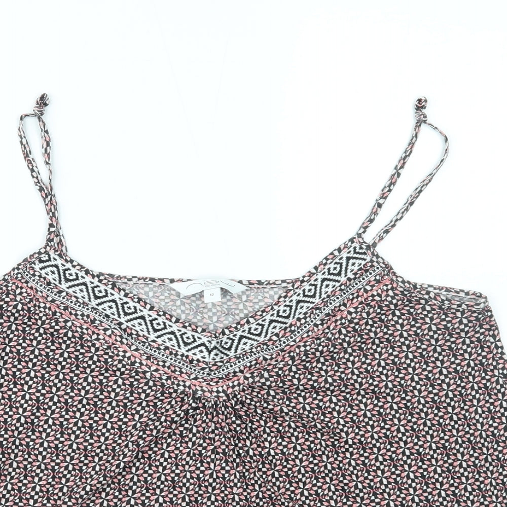 New Look Womens Pink Geometric  Cropped Tank Size 12