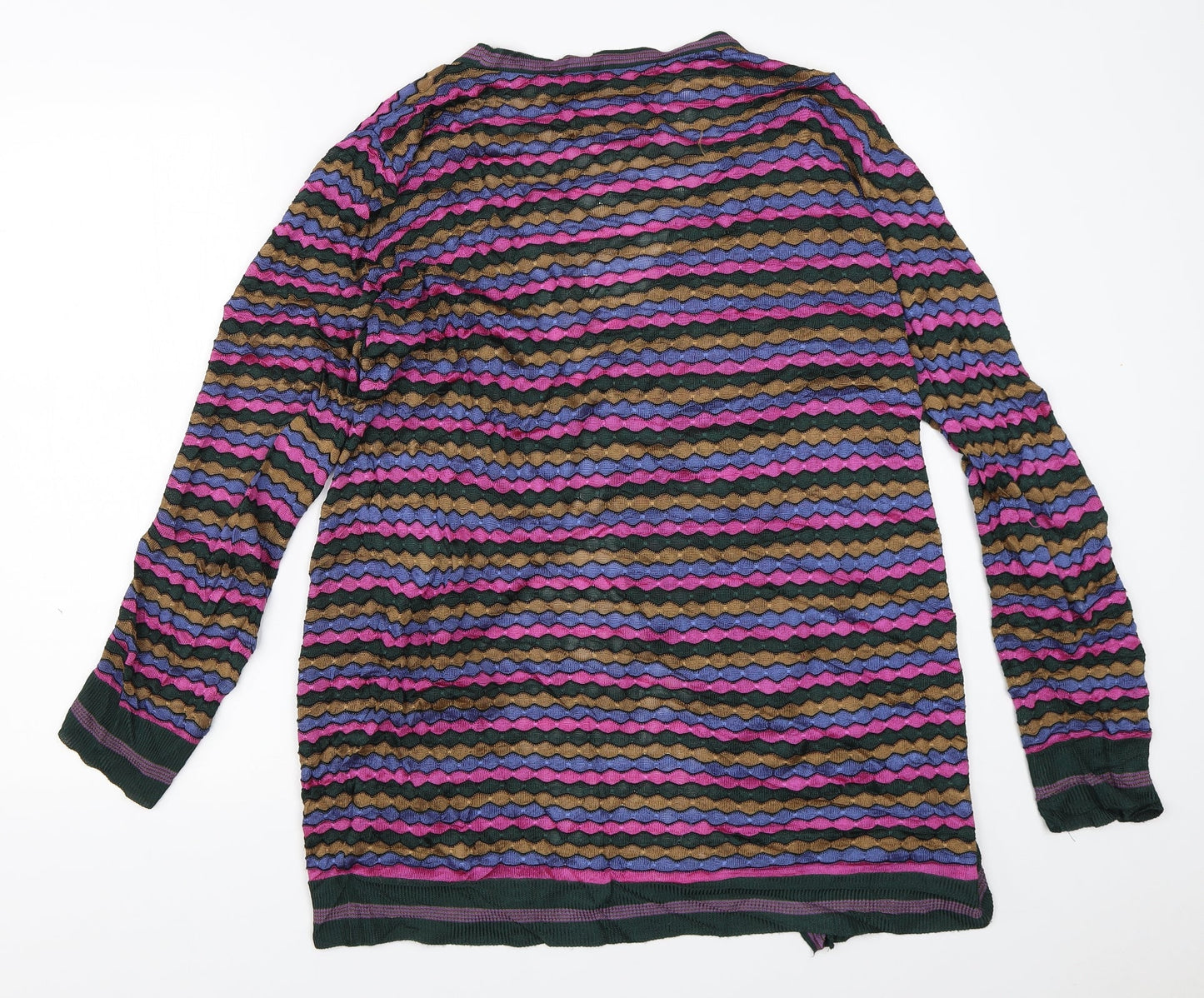 Zara Womens Green Striped  Cardigan Jumper Size S