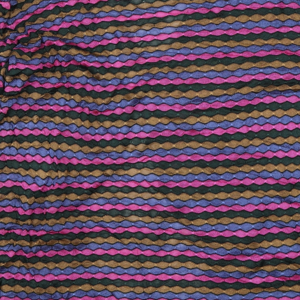 Zara Womens Green Striped  Cardigan Jumper Size S