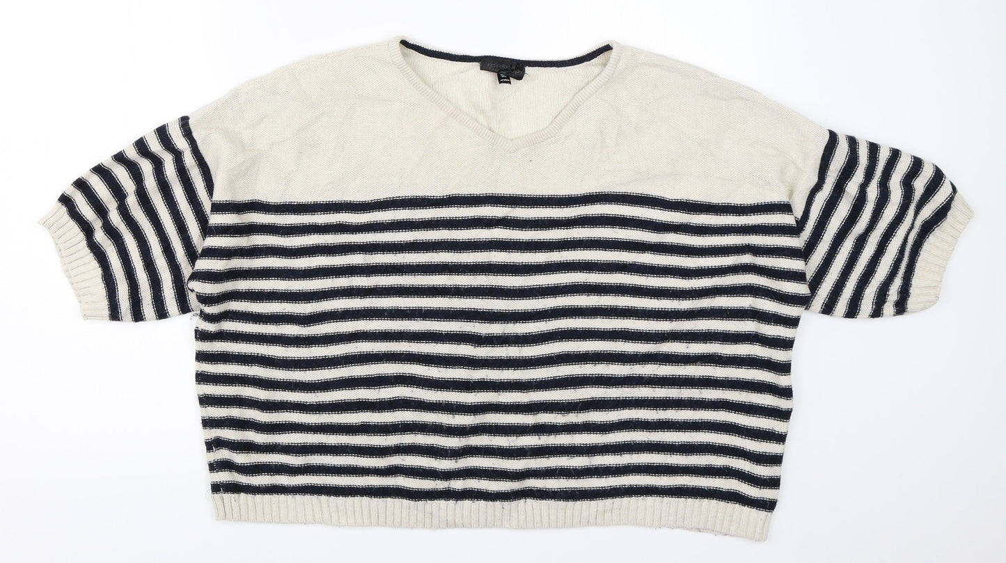 Topshop Womens Beige Striped  Pullover Jumper Size 12