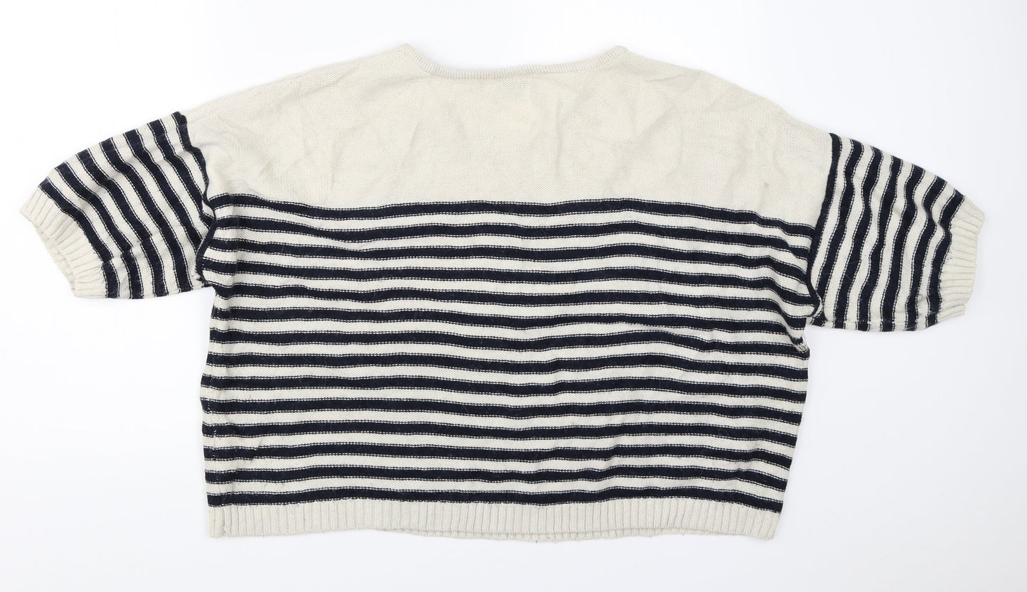 Topshop Womens Beige Striped  Pullover Jumper Size 12