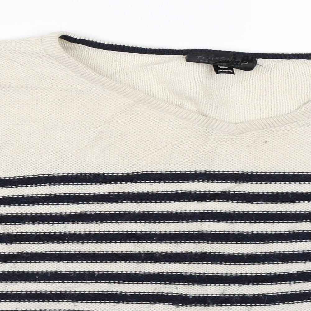 Topshop Womens Beige Striped  Pullover Jumper Size 12