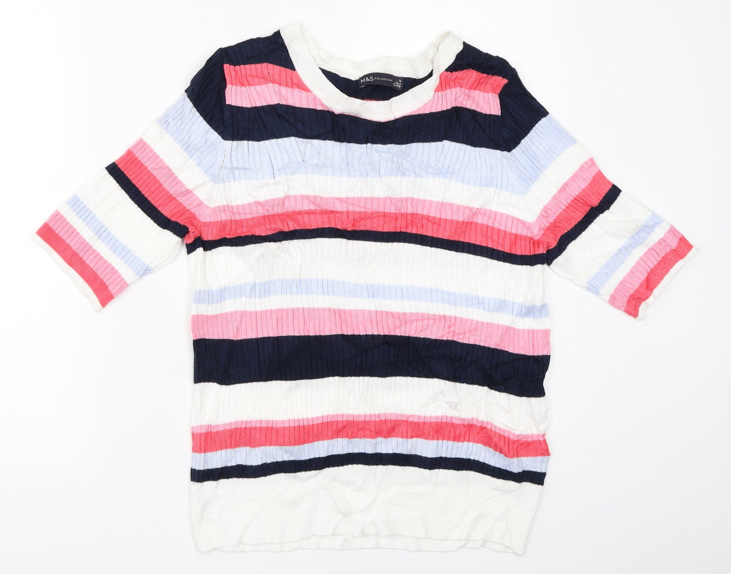 Marks and Spencer Womens Ivory Striped  Pullover Jumper Size 16