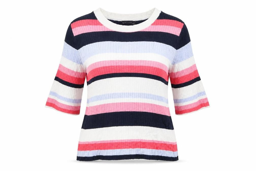 Marks and Spencer Womens Ivory Striped  Pullover Jumper Size 16