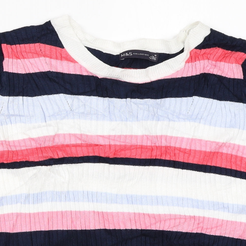 Marks and Spencer Womens Ivory Striped  Pullover Jumper Size 16