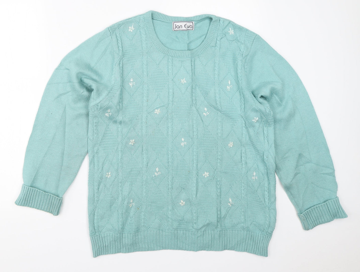 Jan Eva Womens Blue   Pullover Jumper Size M