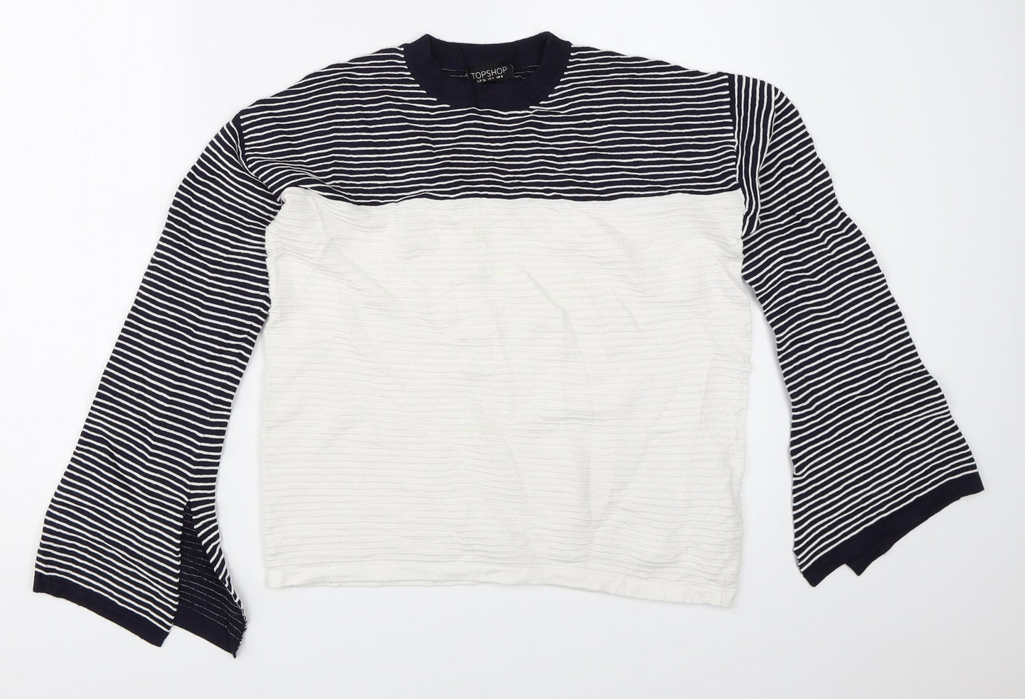 Topshop Womens Blue Striped  Pullover Jumper Size 8