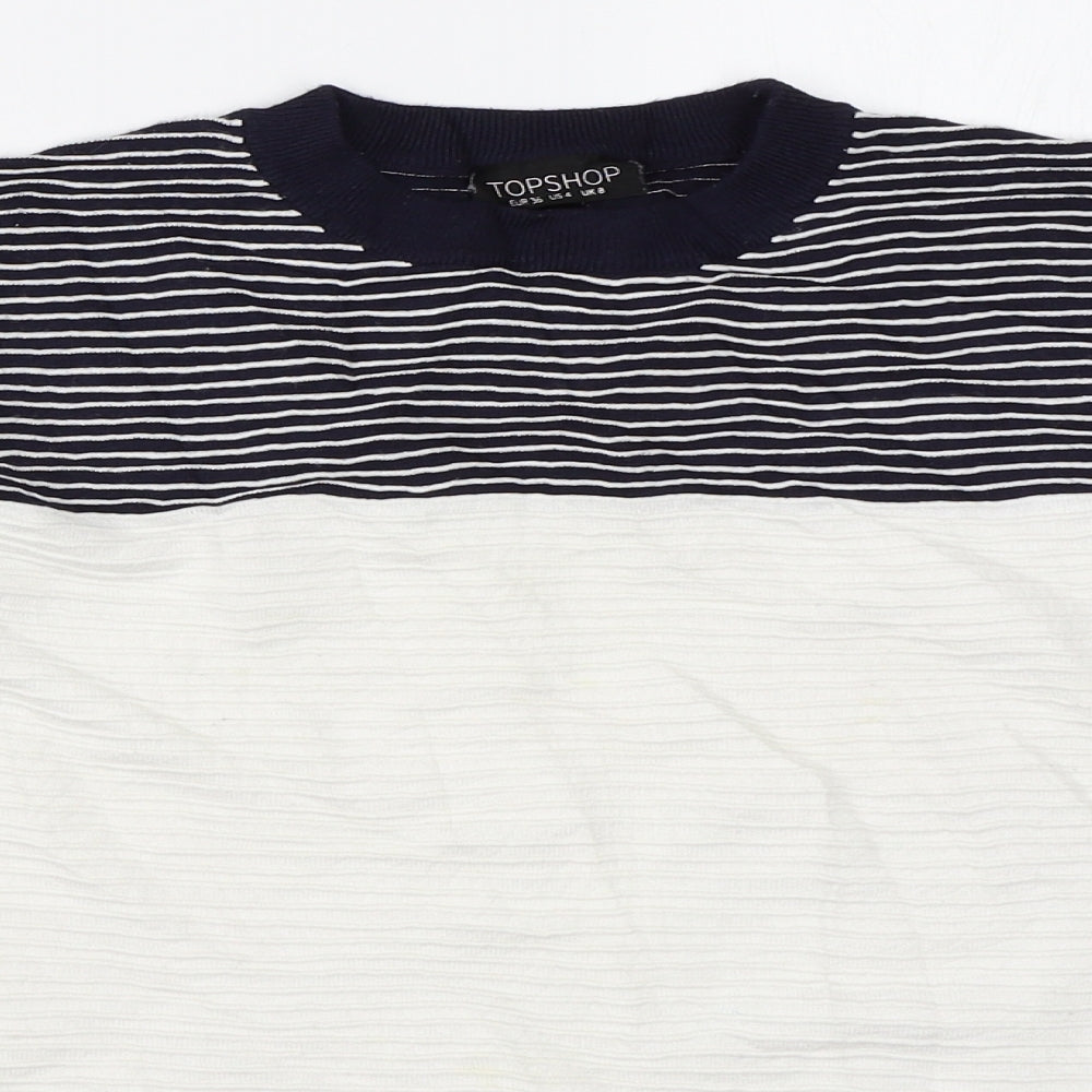 Topshop Womens Blue Striped  Pullover Jumper Size 8