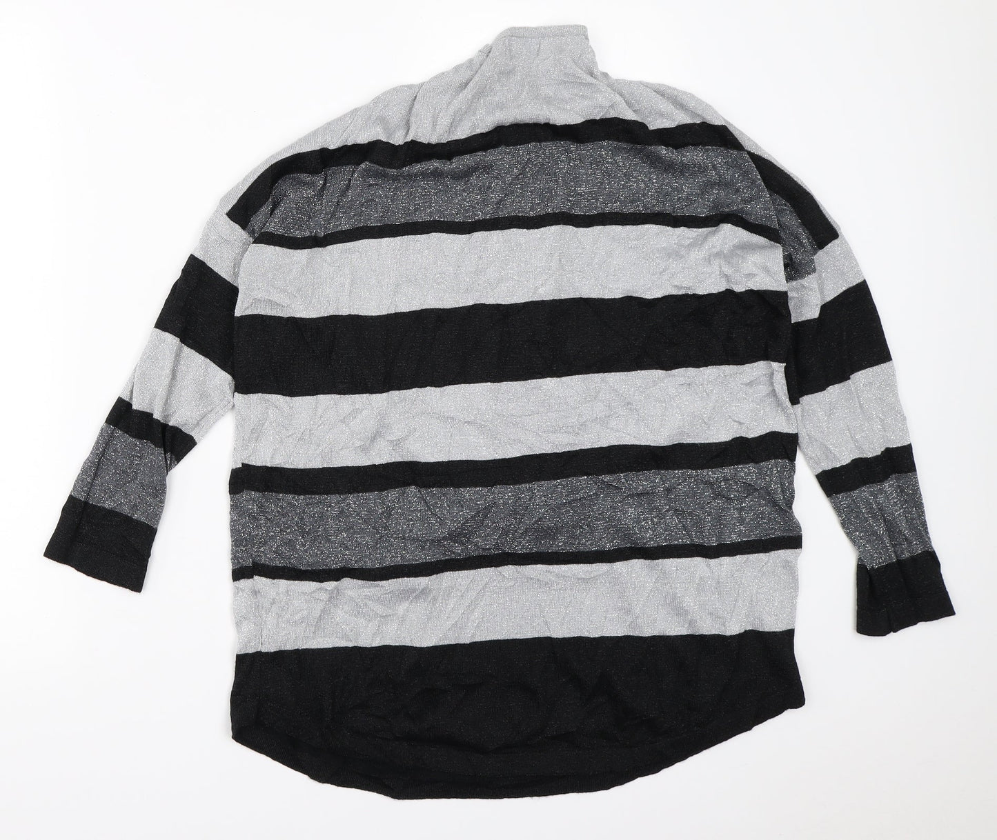 Blue Vanilla Womens Silver Striped  Pullover Jumper Size M