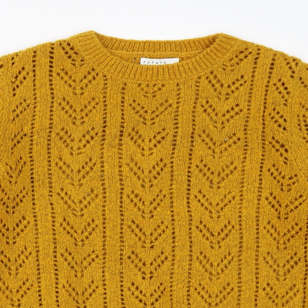 Papaya Womens Yellow   Pullover Jumper Size S